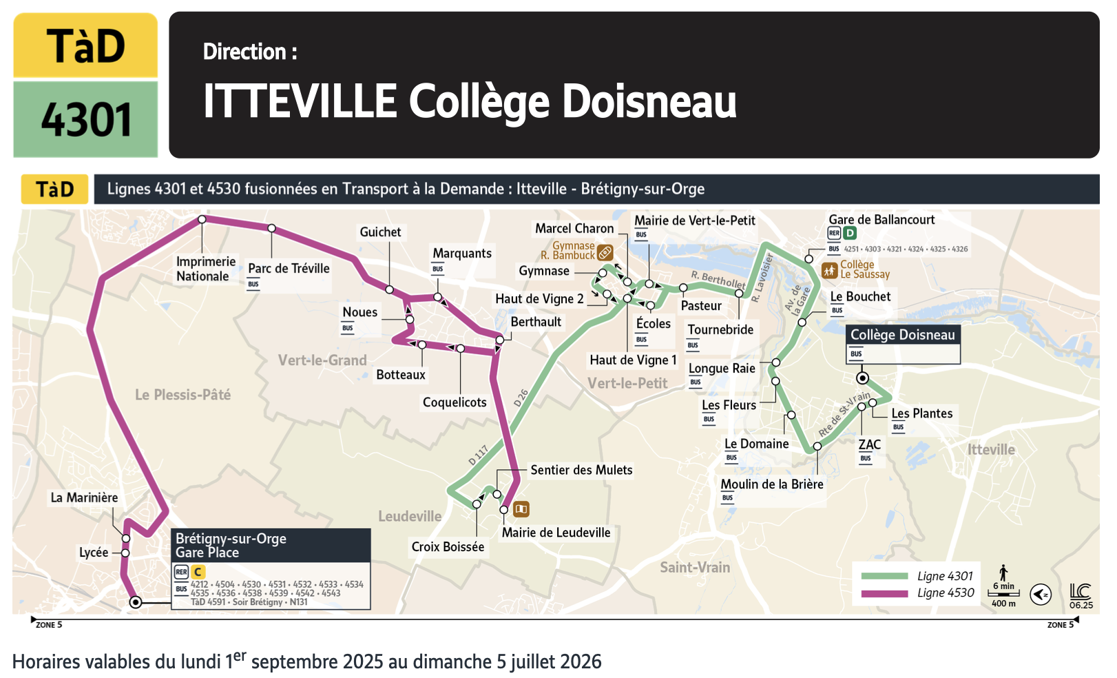 Plan du Transport à la Demande 4301.