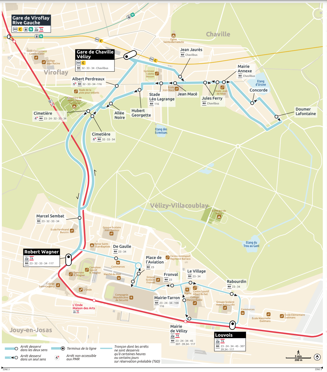 Carte du service de la ligne 31 - Vélizy desservi par le Transport à la Demande.
