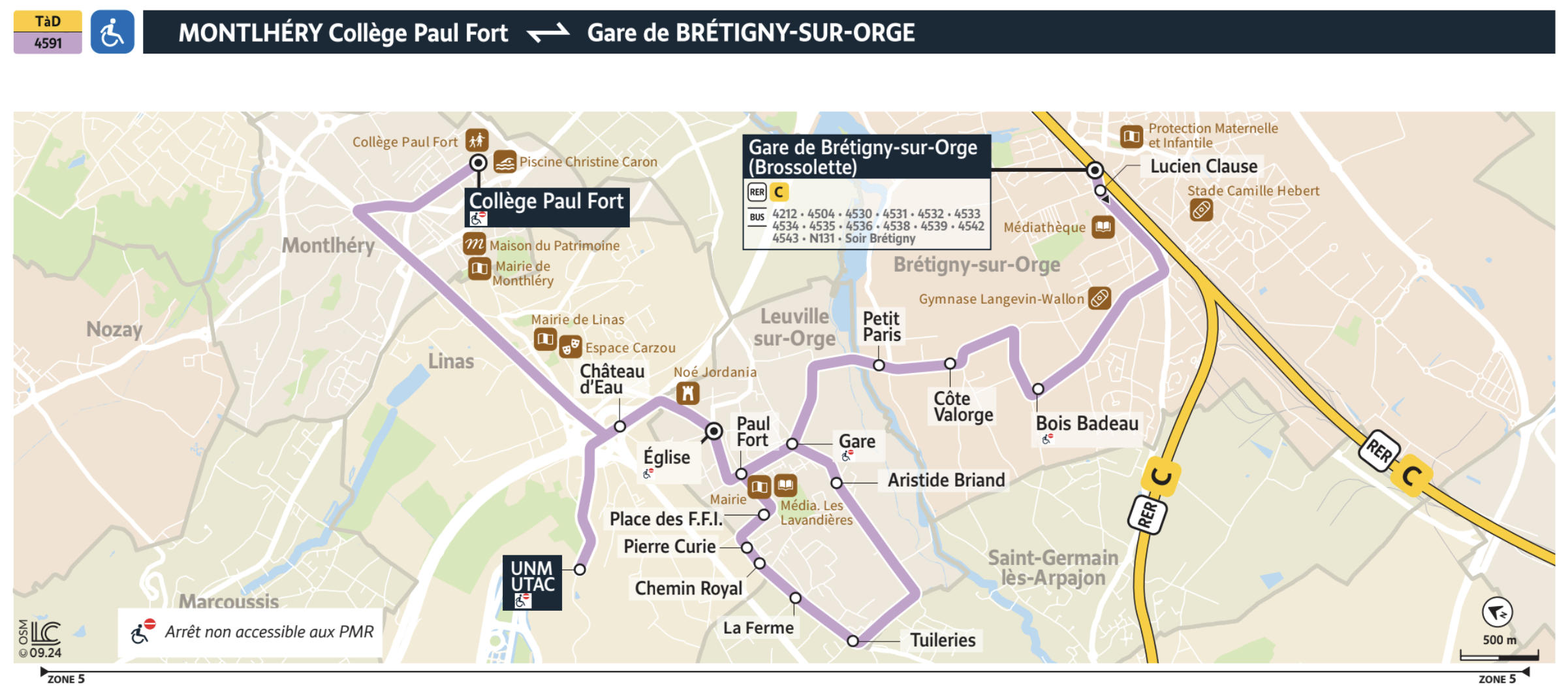 Plan du territoire Coeur d'Essone desservi par le Transport à la Demande.