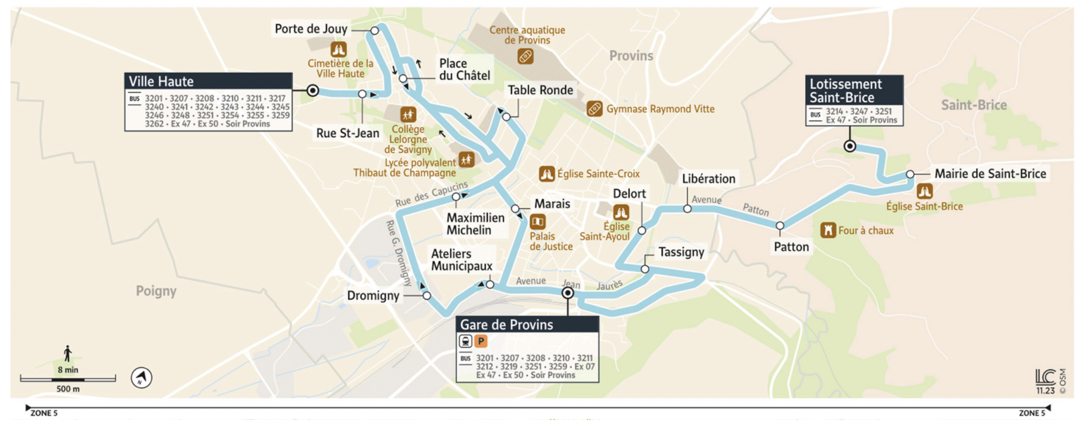 Plan du territoire de desservi par le Transport à la Demande, ligne 3209.