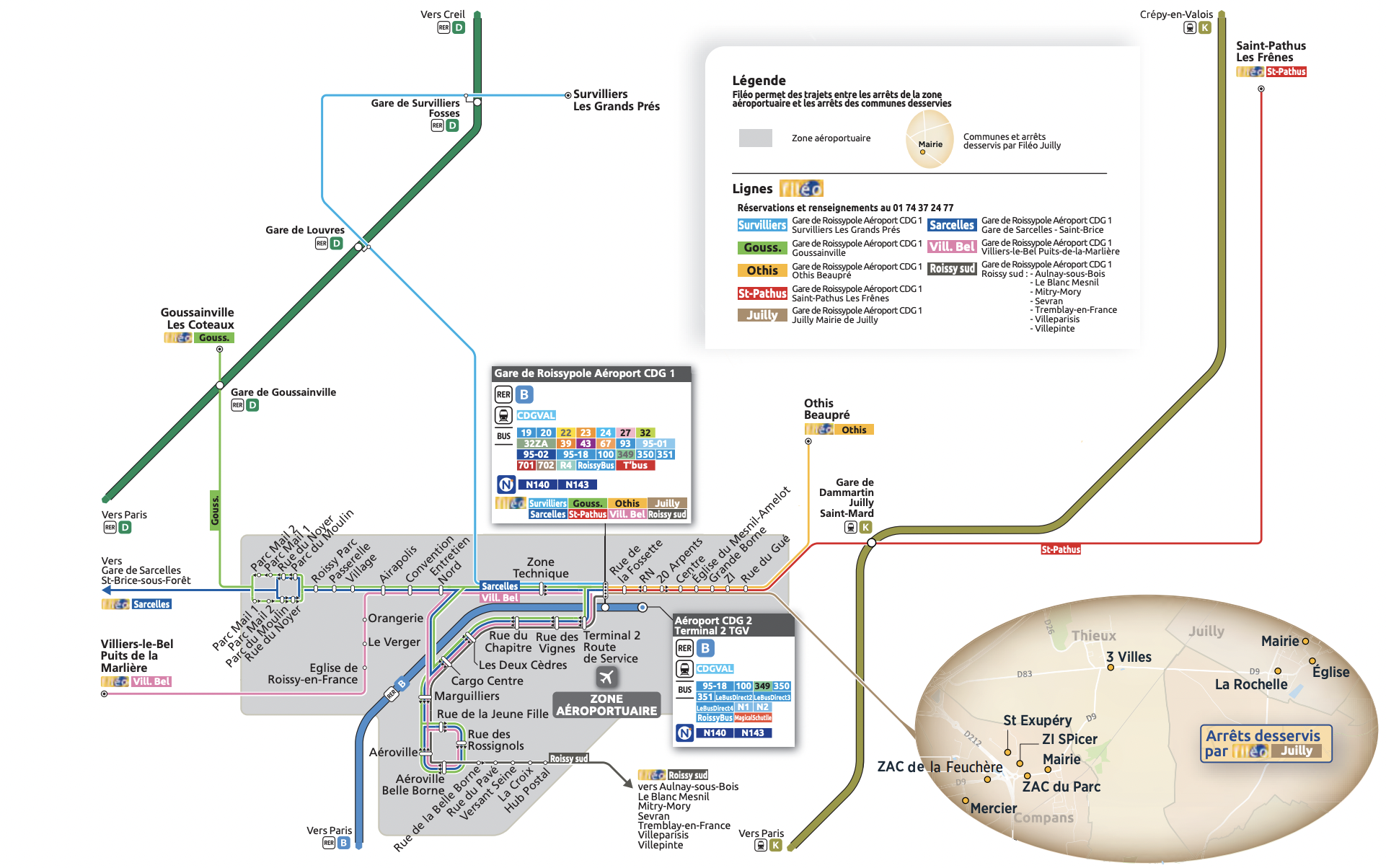 Plan du territoire de Juilly desservi par le Service Fileo.
