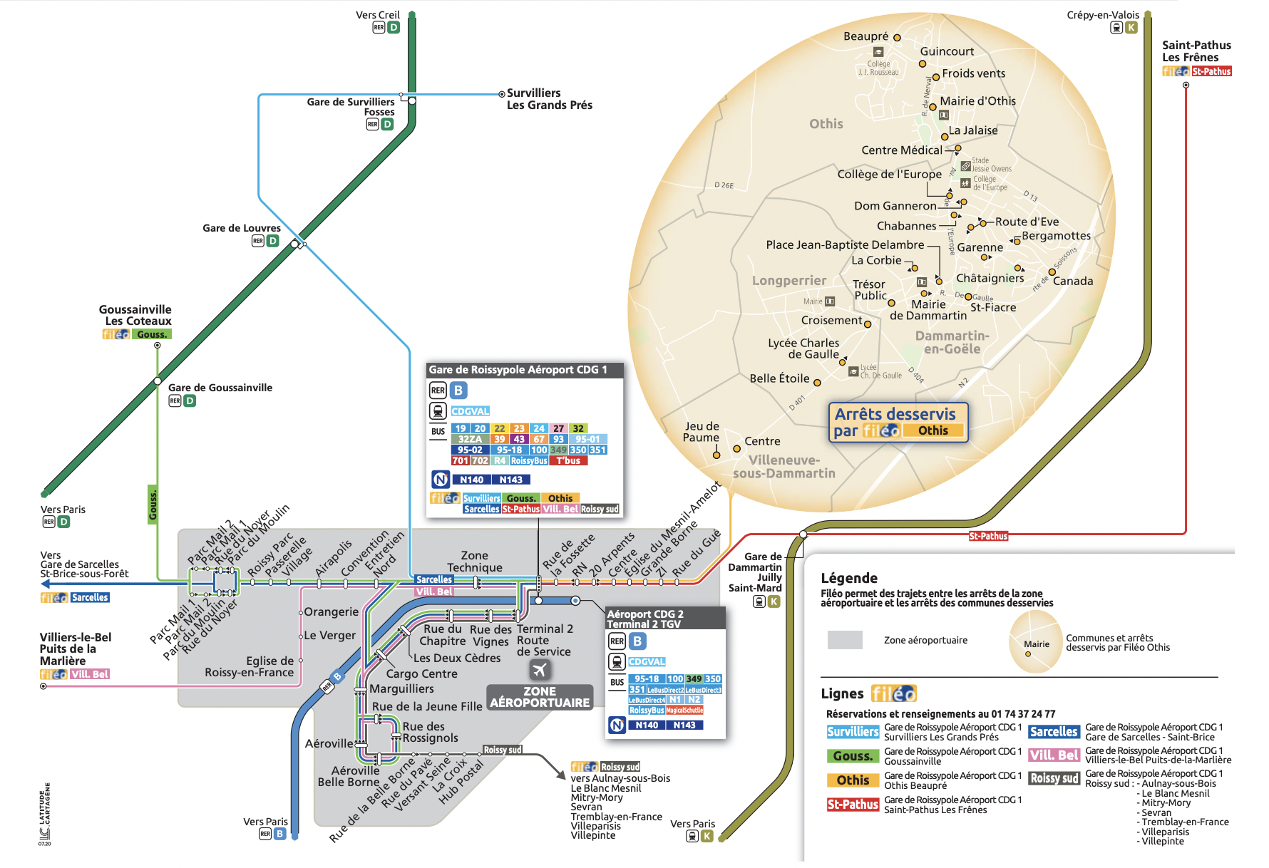 Plan du territoire de Othis desservi par le Service Fileo.