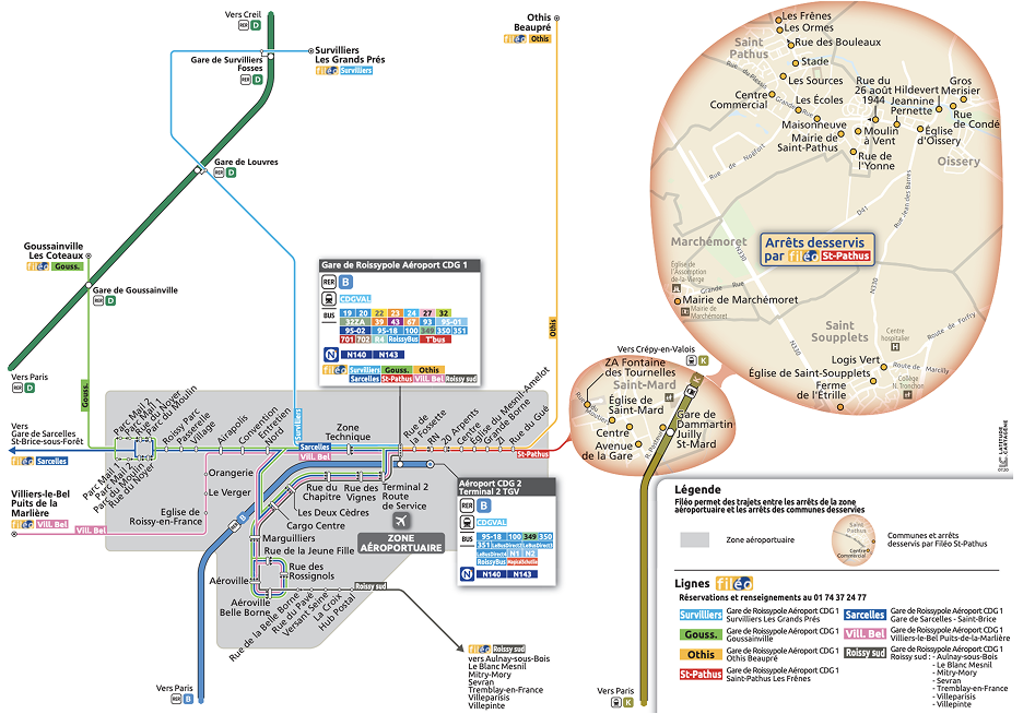 Plan du territoire de Saint-Pathus desservi par le Service Fileo.