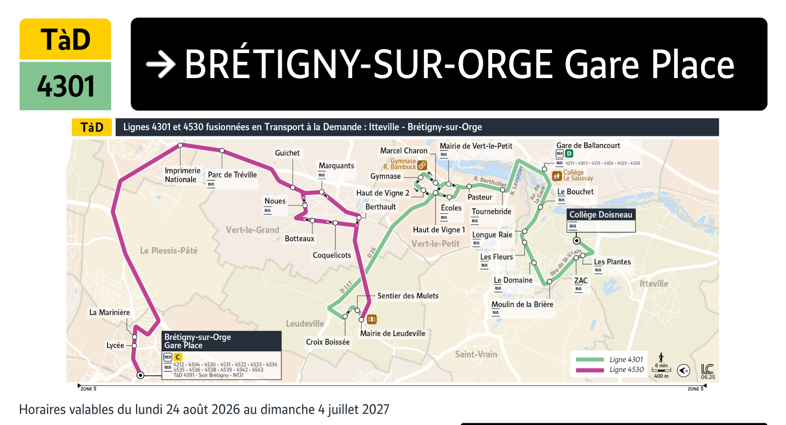 Plan du Transport à la Demande 4301.