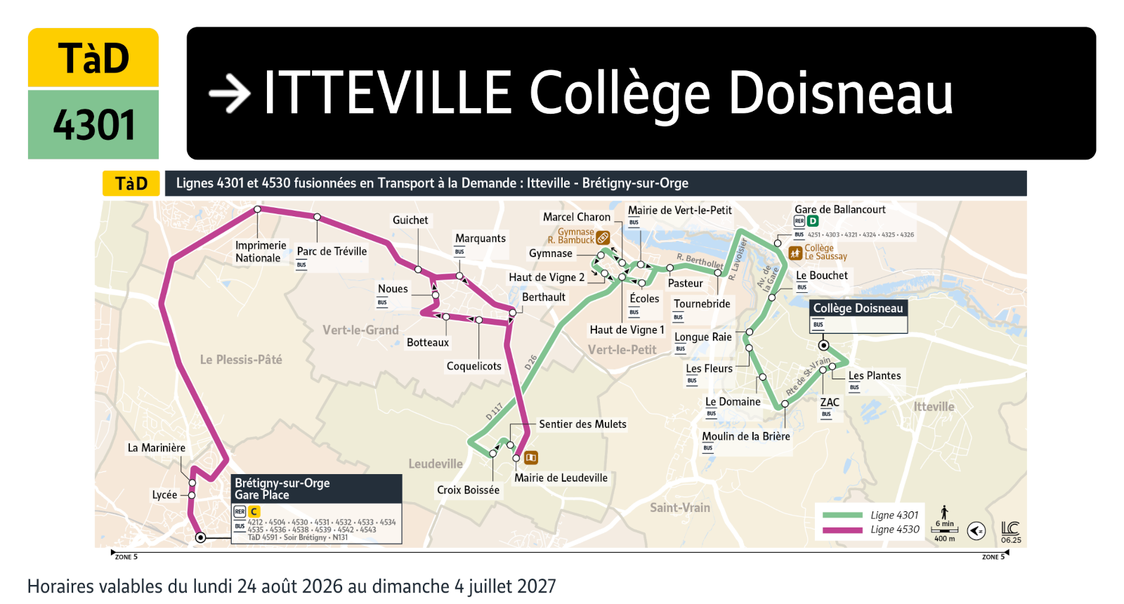 Plan du Transport à la Demande 4301.