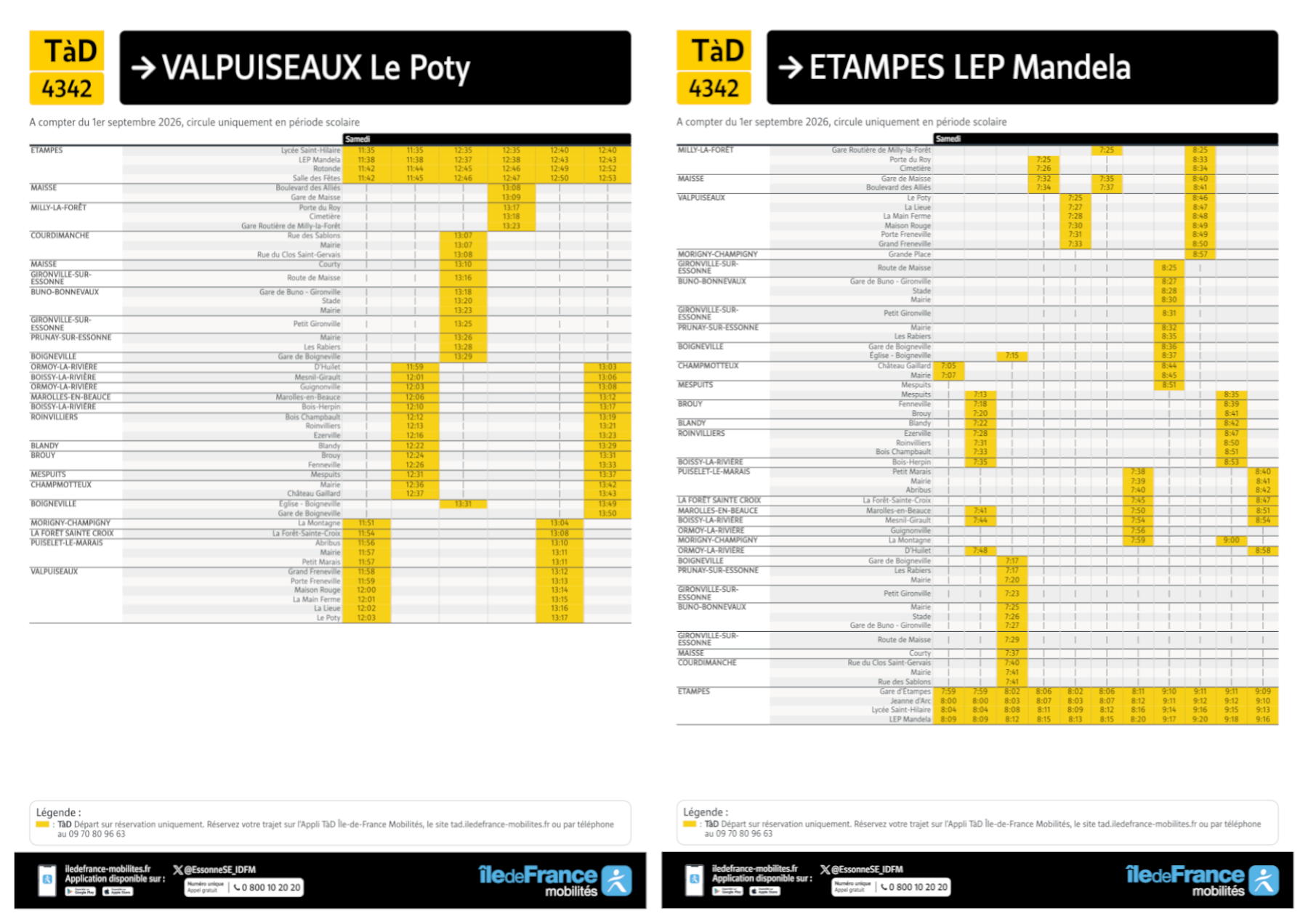 Horaires du Transport à la Demande 4342.
