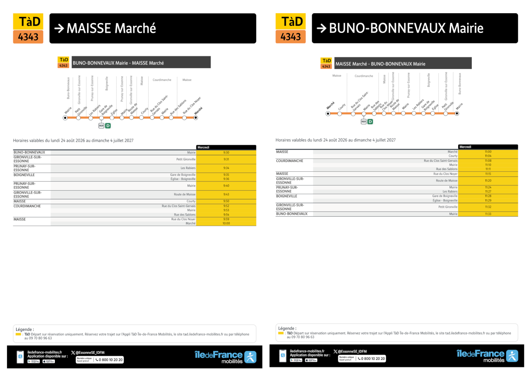 Horaires du Transport à la Demande 4343.
