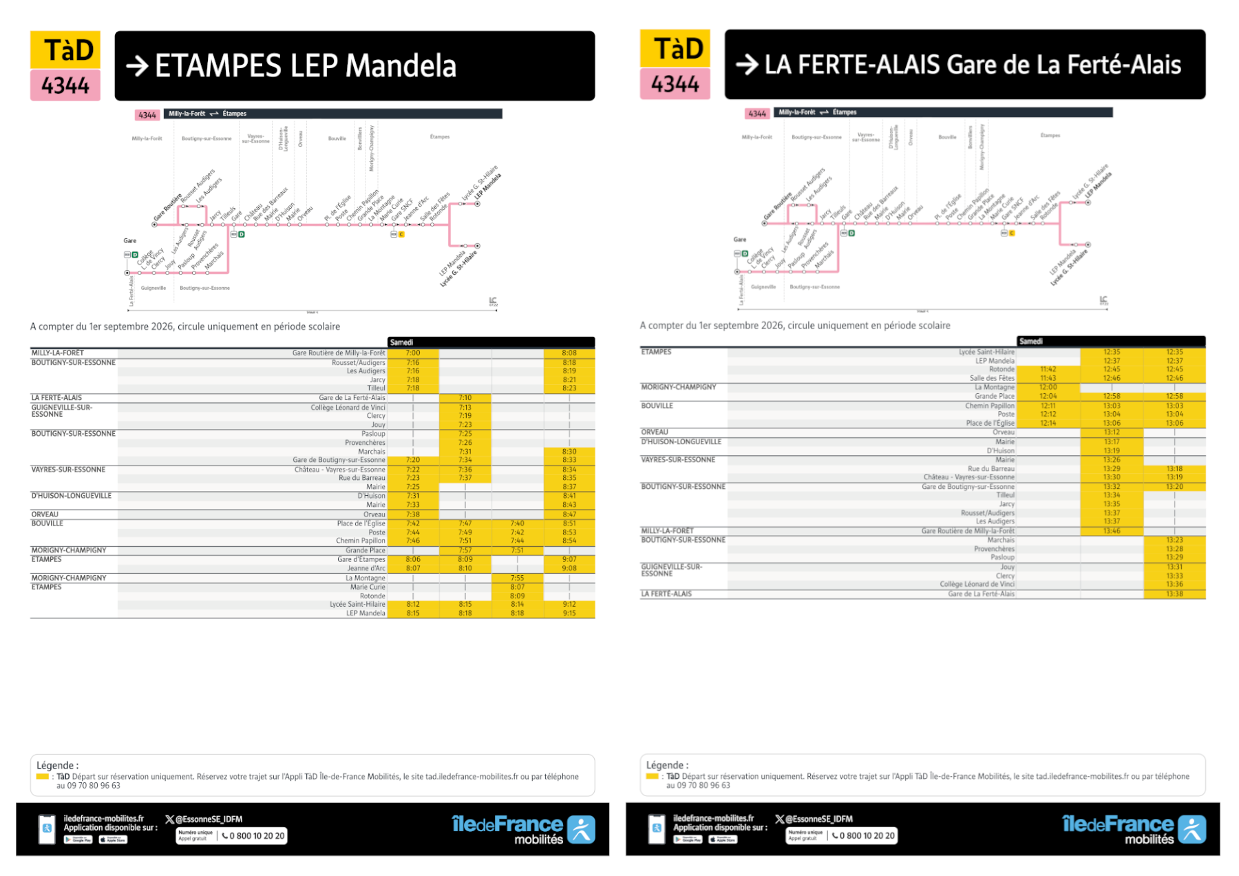 Horaires du Transport à la Demande 4344.